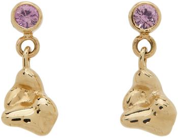 商品SSENSE Exclusive Gold & Pink Sapphire Neb Drop Earrings图片