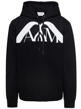推荐Black Hooded Sweatshirt With Contrasting Orchid Logo Print In Cotton商品