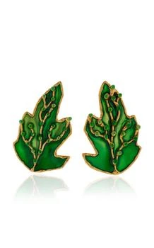 Sylvia Toledano | Sylvia Toledano - Botanica Enameled 22K Gold-Plated Earrings - Green - OS - Moda Operandi - Gifts For Her,商家Fashion US,价格¥2203