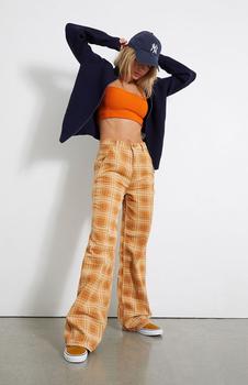 PacSun | Eco Plaid Corduroy Ultra High Waisted Flare Pants商品图片,