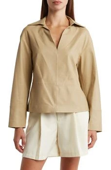 Vince | Leather Long Sleeve Popover Shirt,商家Nordstrom Rack,价格¥1582