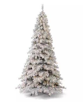 Seasonal | Flocked Winter Fir 9' Pre-Lit Flocked Hard Needle Tree with Metal Stand 1198 Tips, 400 Warm LED, Remote, EZ-Connect, Storage Bag,商家Macy's,价格¥5481