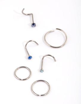 商品Titanium Diamante Nose Stud and Ring Pack图片