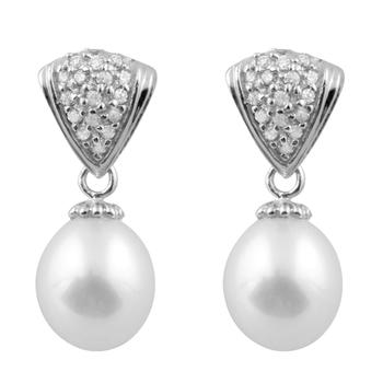 Splendid Pearls | Dangling Sterling Silver 7-7.5mm Freshwater Pearl Earrings商品图片,2.7折×额外8折, 额外八折