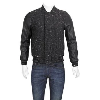 Yves Saint Laurent | 皮衣 Saint Laurent Black Glitter Detail Leather Jacket, Brand Size 50,商家Jomashop,价格¥12253