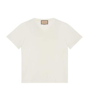 推荐Embroidered V-Neck Cotton T-Shirt商品