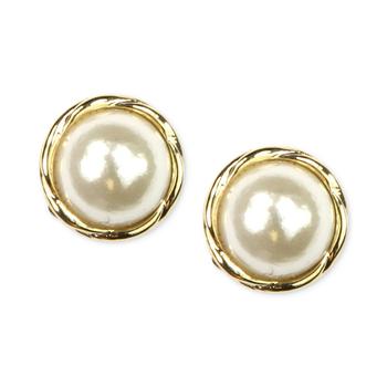 推荐Gold-Tone Glass Pearl Twist Stud Earrings商品