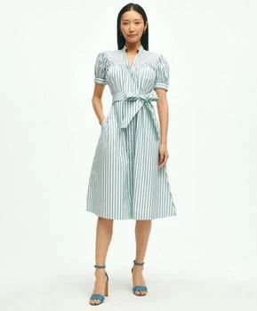 Brooks Brothers | Supima® Cotton Fit & Flare Stripe Shirt Dress 5折