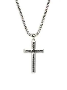 Effy | Sterling Silver & Black Spinel Cross Pendant Necklace商品图片,3折, 满$150享7.5折, 满折