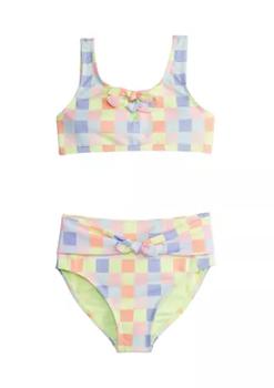 Breaking Waves | Girls 7-16 Piqué Double Bow Swim Top and High Rise Swim Bottoms商品图片,4折
