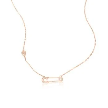 ADORNIA | Adornia Safety Pin Heart Necklace rose gold,商家Premium Outlets,价格¥117