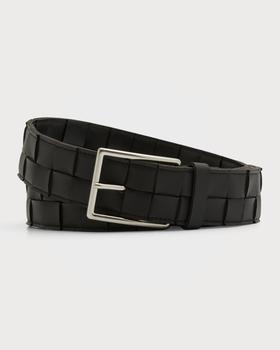 Bottega Veneta | Men's Cassette Intreccio Leather Belt商品图片,