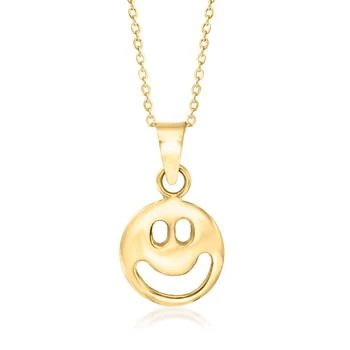 RS Pure by Ross-Simons 14kt Yellow Gold Smiley Face Pendant Necklace