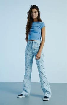 推荐Light Blue Pintuck High Waisted Bootcut Jeans商品