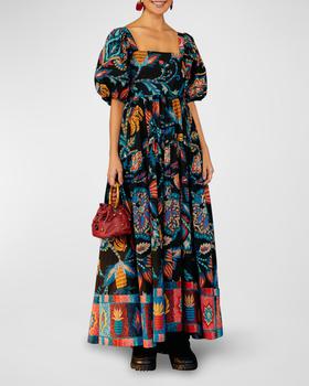 Farm Rio | Sunset Tapestry Puff-Sleeve Maxi Dress商品图片,