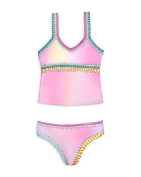 PQ Swim | Girls' Rainbow Embroidered Tie Dyed Tankini Two Piece Swimsuit - Little Kid, Big Kid,商家Bloomingdale's,价格¥460