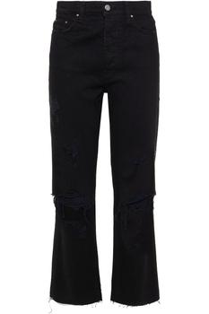 product Distressed high-rise straight-leg jeans image