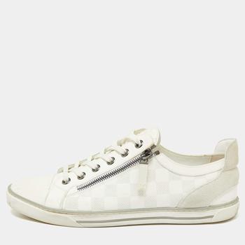 lv男鞋, [二手商品] Louis Vuitton | Louis Vuitton White/Grey Damier Leather And Suede Low Top Sneakers 42商品图片 9.3折, 满1件减$100, 满减