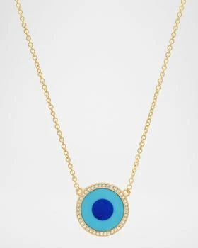 Jennifer Meyer | 18k Gold Inlay Diamond Evil Eye Pendant Necklace,商家Neiman Marcus,价格¥22183