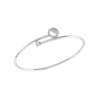 LuvMyJewelry | Half Moon Star Adjustable Diamond Bangle In Sterling Silver,商家Verishop,价格¥1512