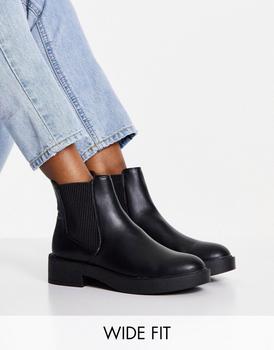 ASOS | ASOS DESIGN Wide Fit Alford chelsea boots in black商品图片,