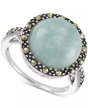 Macy's | Jade & Marcasite (3/8 ct. t.w.) Statement Ring in Sterling Silver,商家Macy's,价格¥515