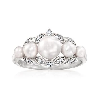 Ross-Simons | Ross-Simons 3-6.5mm Cultured Pearl Ring With . Diamonds in Sterling Silver,商家Premium Outlets,价格¥1187