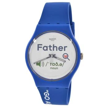 Swatch | Swatch Men's Watch - All About Dad White Dial Blue Silicone Strap Quartz | SO29Z704 9.4折×额外9折x额外9折, 额外九折