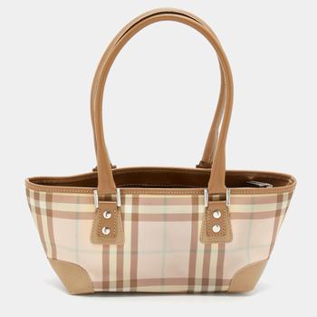 burberry托特包, [二手商品] Burberry | Burberry Pale Pink/Beige Nova Check Coated Canvas and Leather Tote商品图片 8.4折