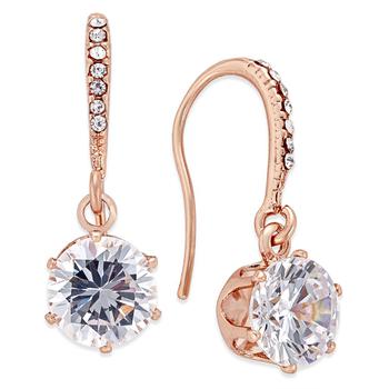 Charter Club | Rose Gold-Tone Cubic Zirconia Drop Earrings, Created for Macy's商品图片,7.4折×额外8折, 独家减免邮费, 额外八折