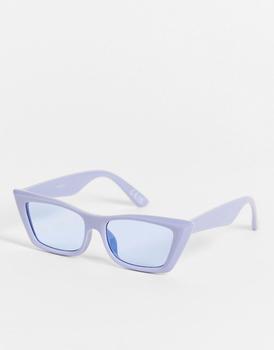 推荐ASOS DESIGN frame beveled square cat eye sunglasses in blue - MBLUE商品