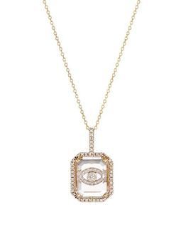 MATEO, MATEO | 14K Yellow Gold, Crystal Quartz & Diamond Evil Eye Pendant Necklace商品图片 