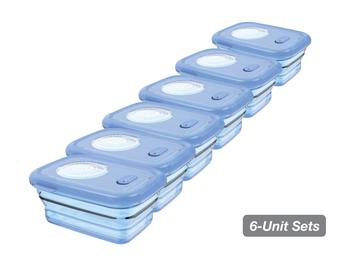 商品Minimal Collapsible Silicone Food Storage Container Set of 6 - 1160 ml - Blue图片