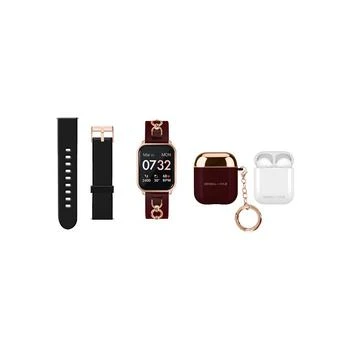 推荐American Exchange Unisex Burgundy Silicone Strap Smartwatch Set商品