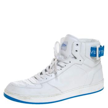 lv高帮鞋, [二手商品] Louis Vuitton | Louis Vuitton White/Blue Leather Rivoli High Top Sneakers Size 42商品图片 7.3折, 满1件减$100, 满减