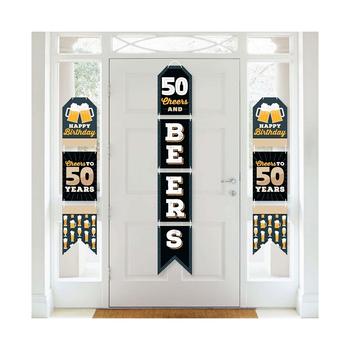 商品Cheers & Beers to 50 Years - Hanging Vertical Paper Banners - Indoor Door Decor图片