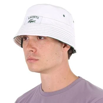 推荐Lacoste Unisex White / Green Heritage Reversible Cotton Bob Hat, Size Medium商品