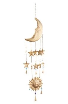 GINGER BIRCH STUDIO | Goldtone Metal Moon & Sun Windchime with Glass Beads & Cone Bells,商家Nordstrom Rack,价格¥150