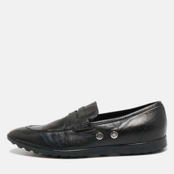 推荐Gucci Black Leather Slip On Loafers Size 40.5商品
