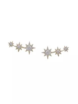 Anzie | Aztec 14K Yellow Gold & 0.09 TCW Diamond Ear Crawlers,商家Saks Fifth Avenue,价格¥10127