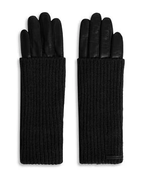 ALL SAINTS | Long Knit Cuff Leather Gloves,商家Bloomingdale's,价格¥885