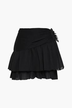 推荐Wrap-effect plissé-woven mini skirt商品