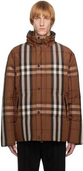 Burberry | Brown Check Reversible Down Jacket商品图片,