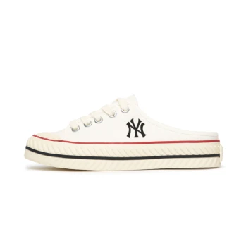 【享贝家】ZY- （预售款）MLB 轻便耐磨半拖帆布鞋 一脚蹬懒人鞋 男女同款 白色 3AMUUA11N-50WHS,价格$26.74