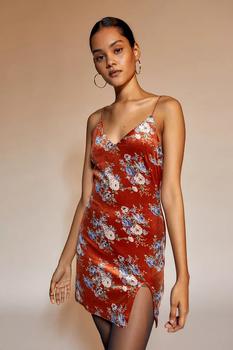 product Urban Renewal Remnants Floral Velvet Side Slit Mini Dress image