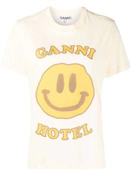 Ganni | Cream 'Smiley Hotel T-shirt'商品图片,