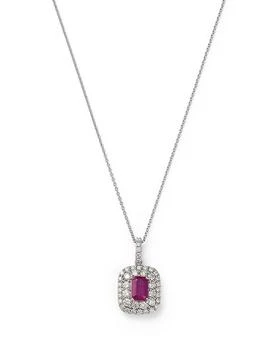 Bloomingdale's Fine Collection | Ruby & Diamond Pendant Necklace in 14K White Gold, 18",商家Bloomingdale's,价格¥46358