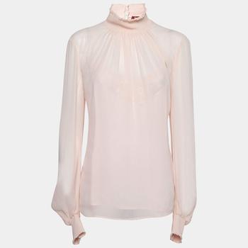 商品Max Mara Studio Pink Silk Chiffon Long Sleeve Blouse L,商家The Luxury Closet,价格¥1354图片