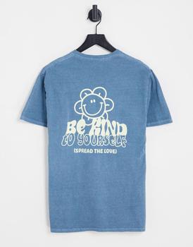 product New Look oversized t-shirt with be kind print in blue image