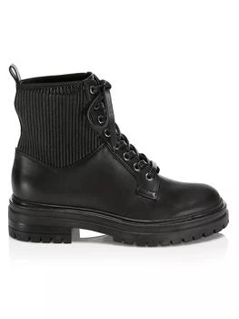 推荐Martis Rib-Knit Leather Combat Boots商品